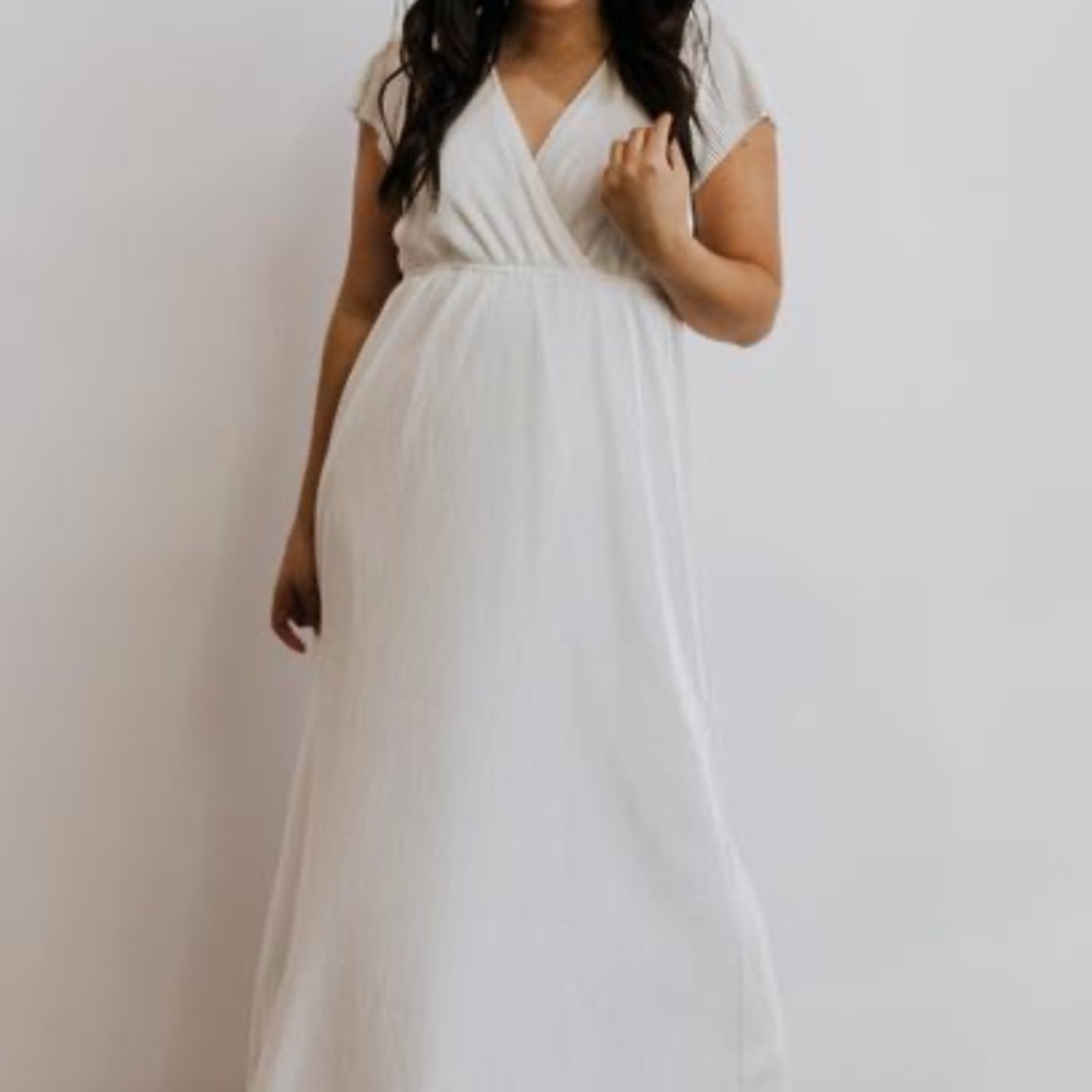 White Pleated Maxi Dress